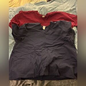 UNISEX SCRUB TOPS. 3XL. 2 pair. Navy & Burgundy